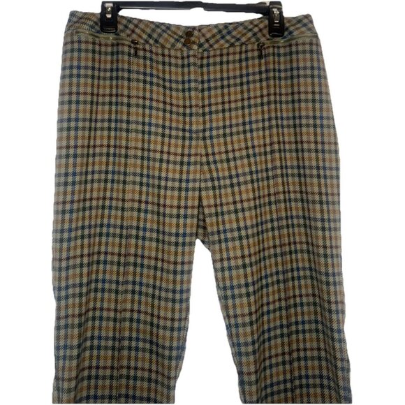 J. McLaughlin Womens Yara Olive Plaid Ankle Pants Sz 12 - Picture 3 of 16